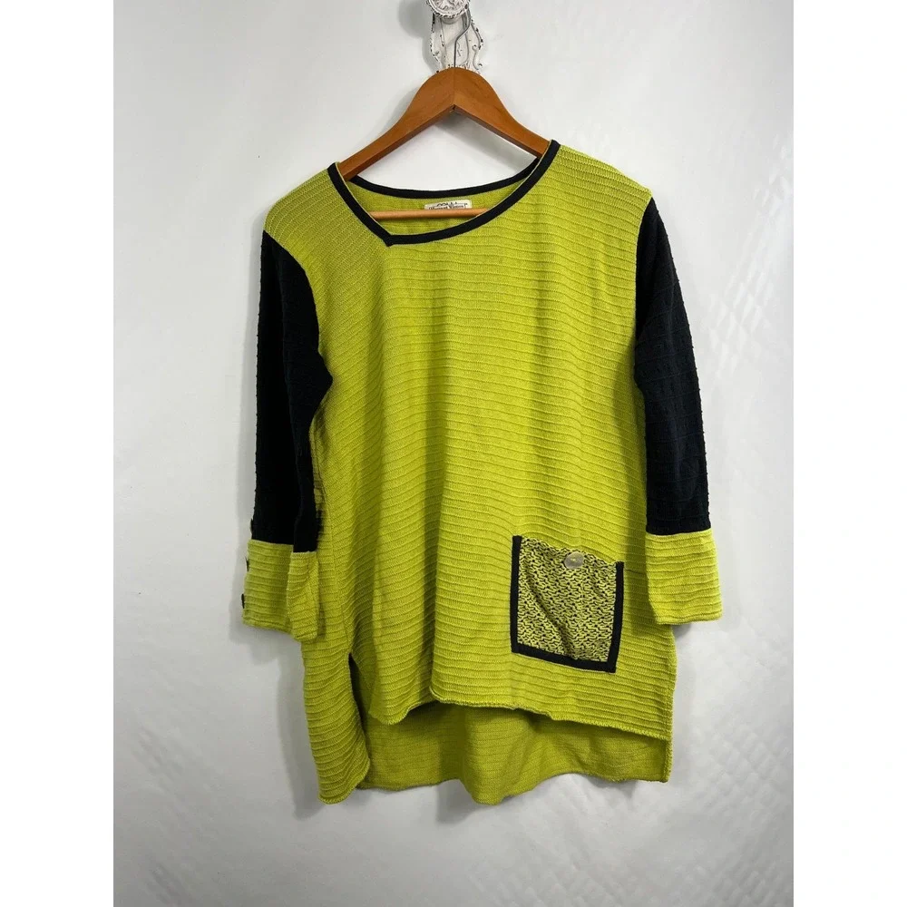 Margaret Winters‎ Size M Top Art Colorful Pocket Long Sleeve Lagenlook Modest